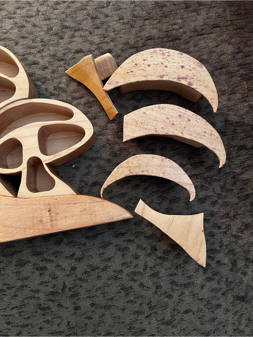Handcrafted Wooden Mushroom trinket box shelf Natural Wood